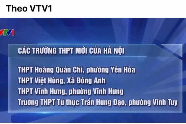 Vtv1 Đã Thông Tin Về Việc Bổ Sung Các Trường Thpt Mới Trên Địa Bàn Hà Nội